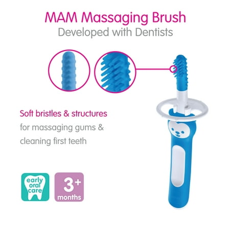 MAM Massaging Brush Toothbrush, 3+ Months, Boy, 1 Pack