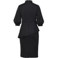 thumbnail image 2 of Afinprain Women's Clergy Dress with Tab Collar Peplum Waist and Puff Sleeve Church Minister Uniform, 2 of 7