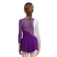 thumbnail image 5 of Haitryli Kids Girls Long Sleeve Figure Ice Skating Dress Rhinestone Color Block Lyrical Dance Dress Competition Costume Purple 8, 5 of 8