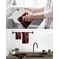 thumbnail image 5 of Black Red Kitchen Dish Towels for Drying Dishes Set of 4, White Circle Geometric Abstract Texture Waffle Weave Microfiber Hand Tea Bathroom Towels Quick Dry & Absorbent Towel 12x12, 5 of 7