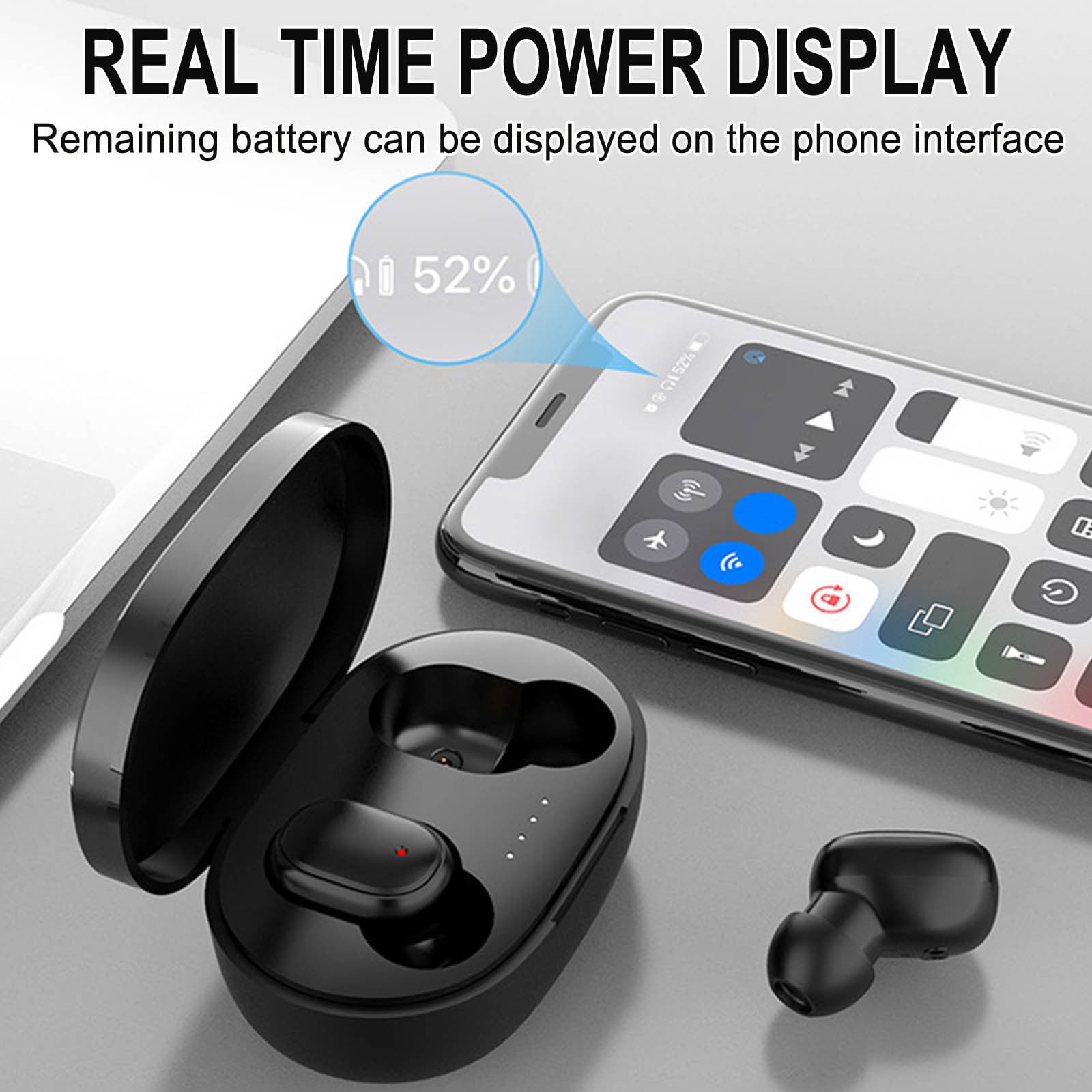 MORESEC under $5 5Pcs Wireless Bluetooth Earbuds, TWS Wireless Bluetooth Earbuds, Mini In Ear Headphones with Charging Case, IPX4 Waterproof Sport Earphones, HiFi Stereo Sound for Phone