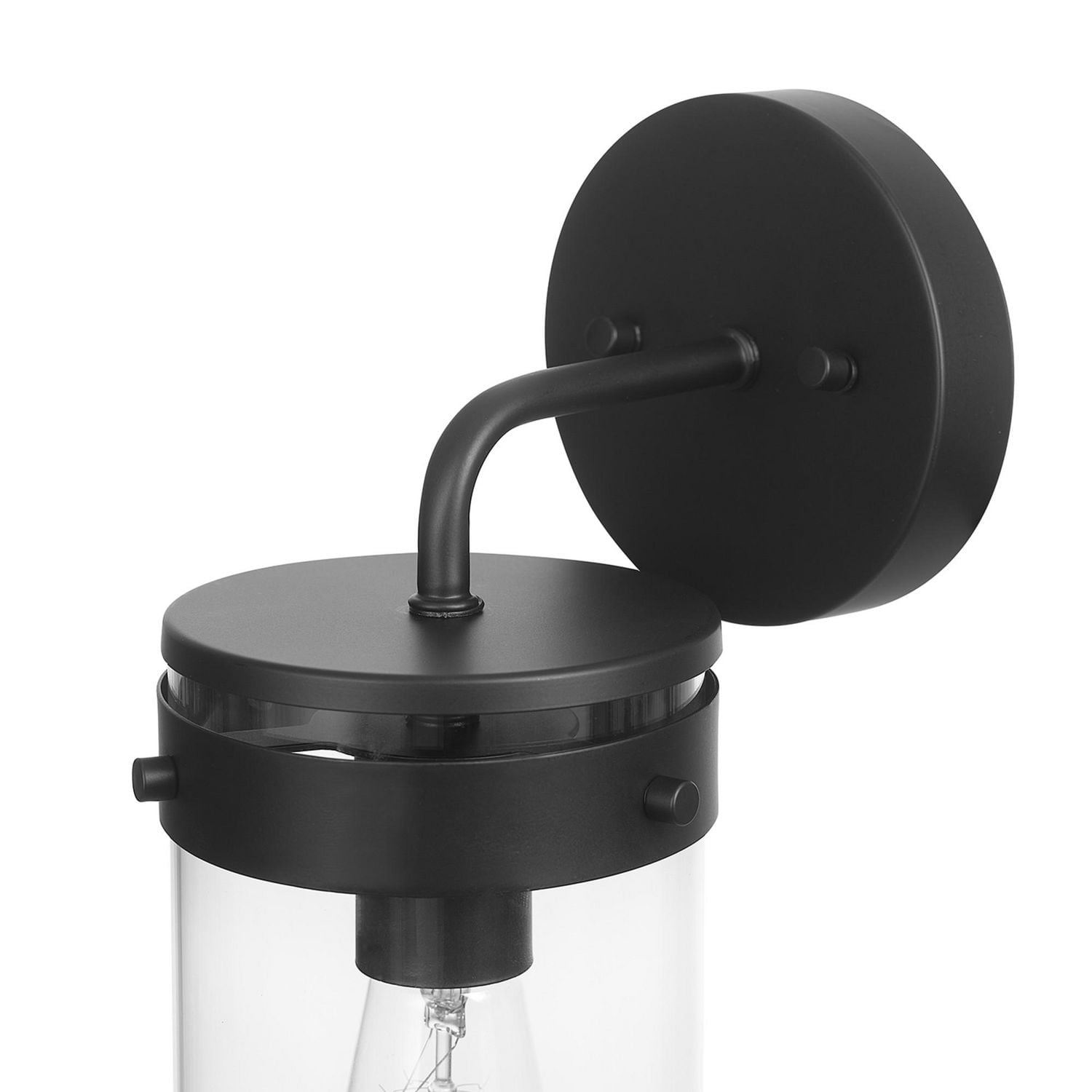 Applique murale d’extérieur noir mat à 1 ampoule avec abat-jour en verre transparent (ensemble de 2), 60000000 Applique murale d’extérieur