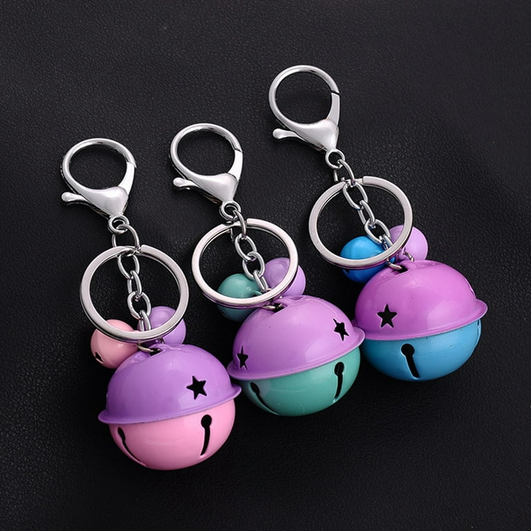 Frcolor Small Bells Key Chain Strong Key Ring with Charming Pendants for Handbag School Bag(Purple and Blue), Adult Unisex