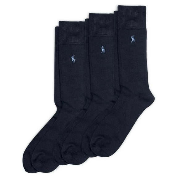 Polo Ralph Lauren Men's Supersoft Flat Crew Socks (3 Pairs), Navy, 6-12