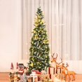 thumbnail image 4 of Costway 7.5ft Snow Flocked Unlit Artificial Pencil Christmas Tree Hinged w/ Pine Cones, 4 of 9