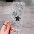 thumbnail image 3 of Case for iPhone 12 Pro Max, Bling Glitter 3D Stars Cute Heart Design Phone Case Luxury Sparkling Crystal Clear Back Slim Soft Shockproof Protective TPU Bumper Cover for Women Girls - Clear, 3 of 9