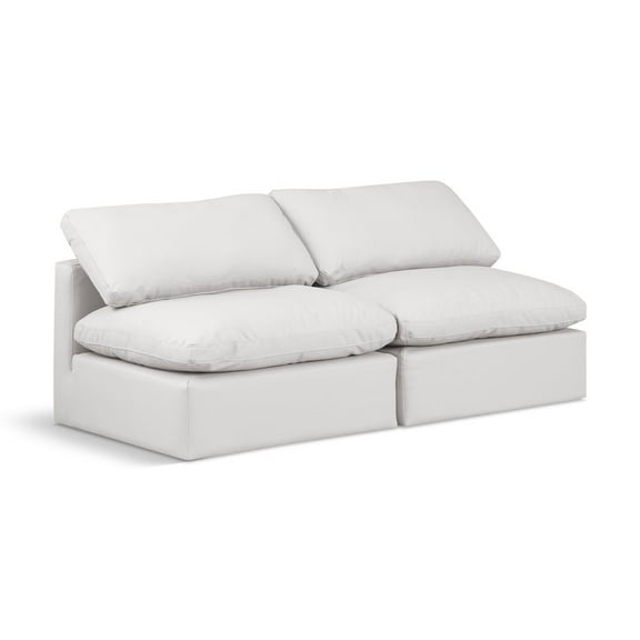 Meridian Furniture Indulge 70" Vegan Leather Modular Sofa in Cream