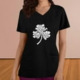 thumbnail image 2 of lcziwo St Patricks Day Scrubs for Women Funny Shamrock Print Tees Shirts Loose Fit Casual V Neck Scrub Tops Summer Vacation Outfits Black S Today Prime Sales, 2 of 5