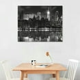 thumbnail image 2 of GOSMITH  New York City Skyline Night Modern Stretched and Framed Black and White Cityscape Giclee Canvas Prints Pictures Paintings on Wall Art for Living Room Bedroom Home Decorations, 2 of 4