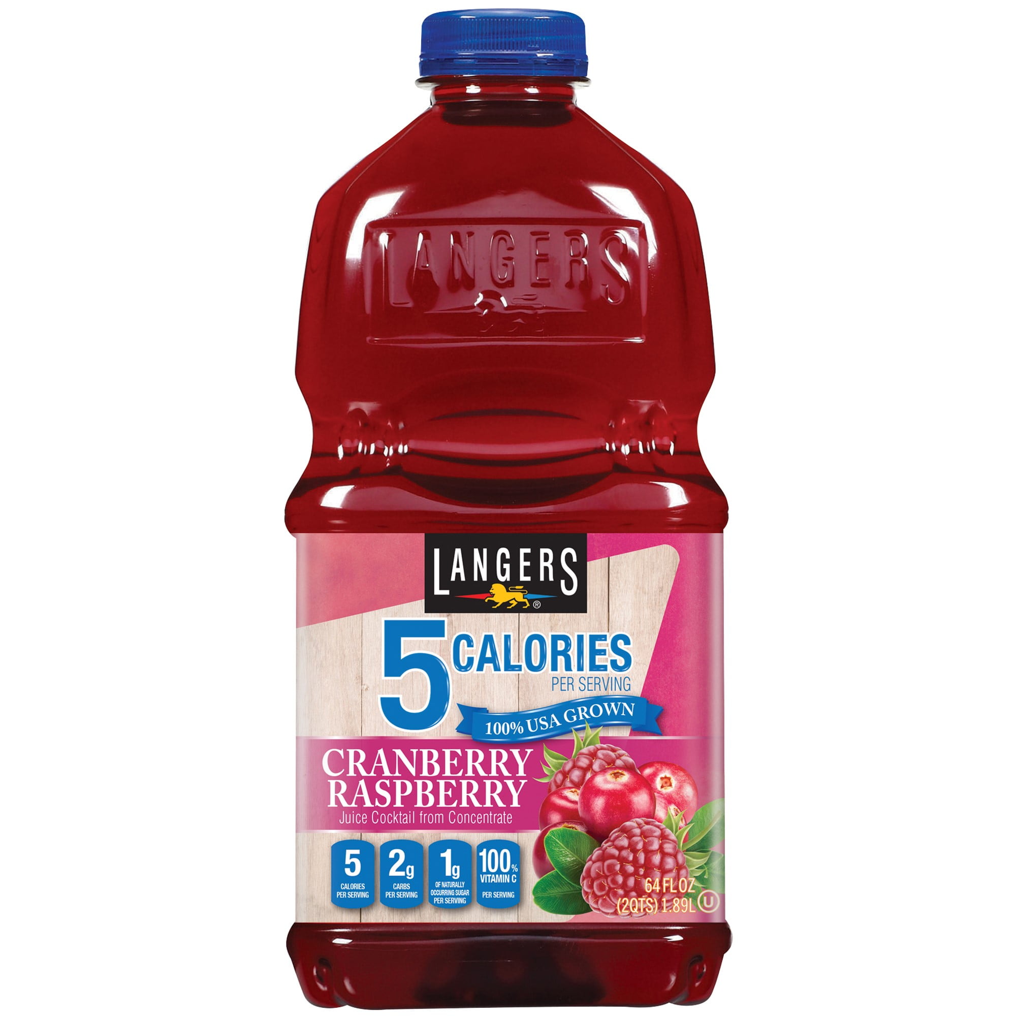 Langers Juice Cocktail, 5 Cranberry Raspberry, 64 Fl Oz, 1 Count