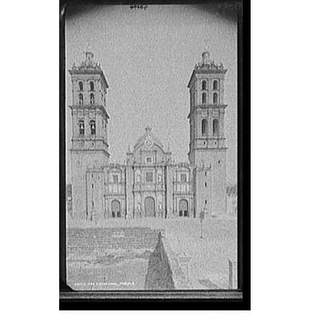 Historic Print, The cathedral, Puebla, 16" x 20"