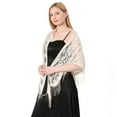 thumbnail image 4 of Dalrosia Triangle Lace Shawls and Wraps for Evening Dresses with Tassels for Evening Party Mesh Wedding Shawls, 4 of 6