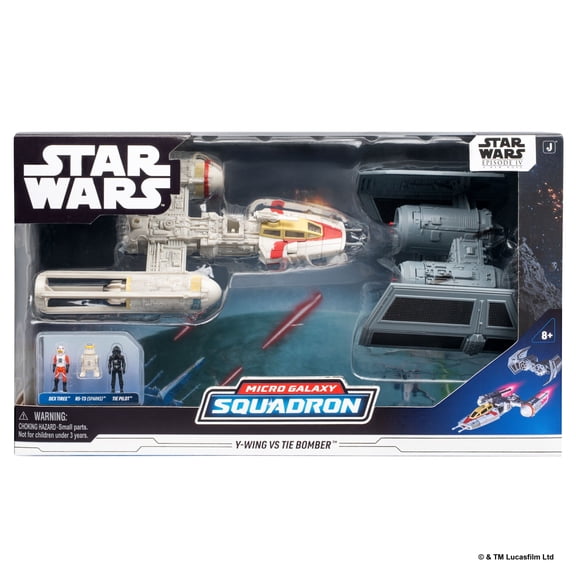 Star Wars Micro Galaxy Squadron Y-wing vs. TIE Bomber Battle Pack - Deluxe Set with Two Vehicles and Three 1-inch Micro Figure Accessories
