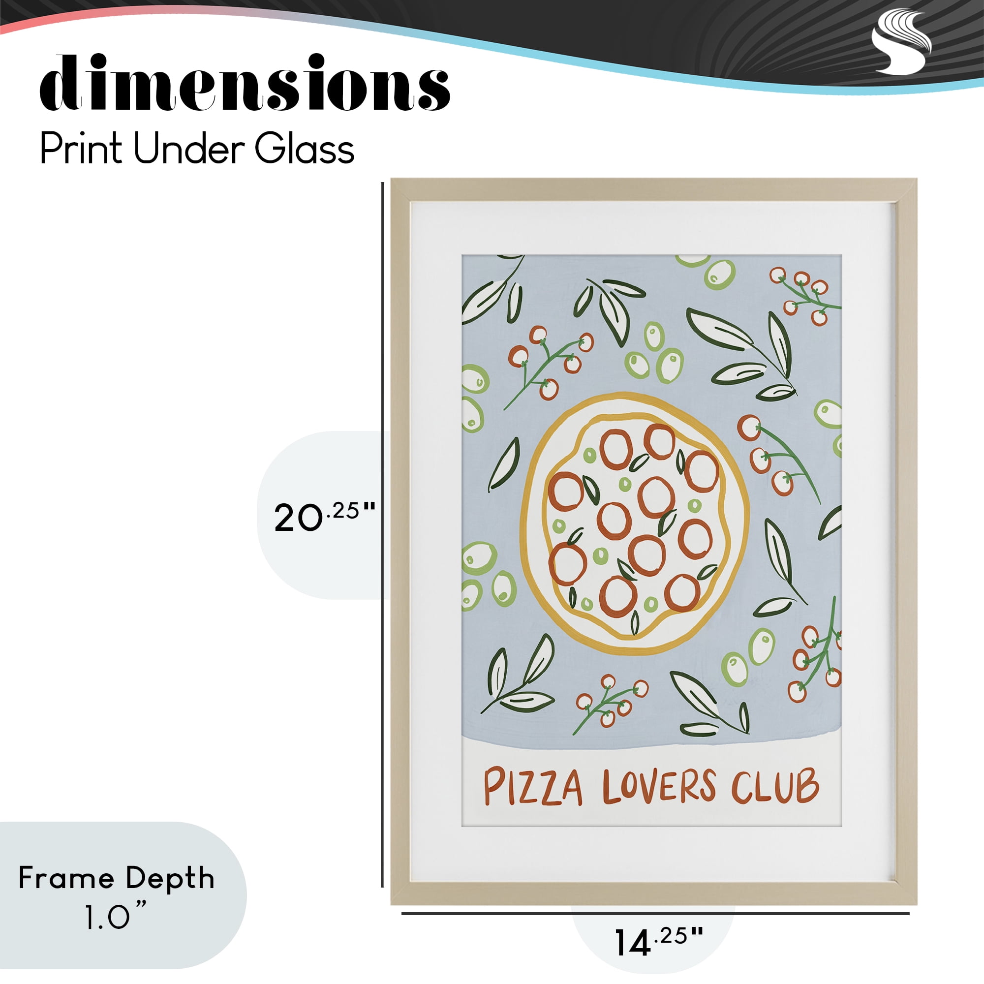 Stupell Industries Pizza Lovers Club Birch Framed Print Under Glass, design by Amanda Houston