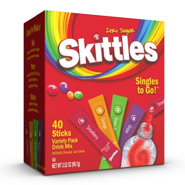 (40 Packets) Skittles Variety Pack Sugar Free, On-The-Go, Caffeine Free, Powdered Drink Mix