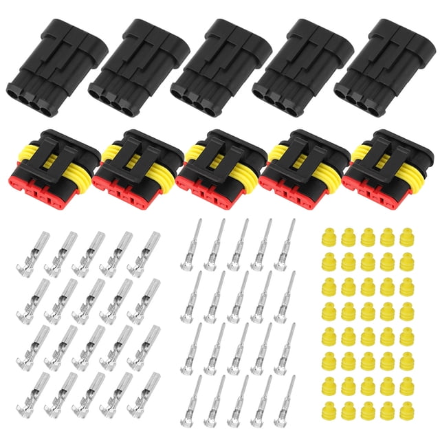 Car Wire Connector Car Wire Plug Waterproof Car Terminal Automobile Electrical Connector 4-pin Car Connector 5 Kits 4-pin Way Sealed Waterproof Electrical Wire Connector Plug