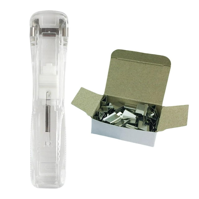 LOVIVER Mini Agrafeuse Poussoir avec 50 Pinces Portable Facile à Utiliser Durable Maison pour Bureau Transparent avec 50 Pinces