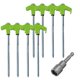 thumbnail image 1 of 8 Piezas de Estacas Atornilladas para Tienda de Campaña con Casquillo Hexagonal, Tornillo Espiral Resistente, Estacas para Tienda Campaña,Tornillo para Acampar Al Aire Libre, Verde, 1 of 8