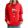 thumbnail image 3 of Otvok Women Pullover Hoodie Christmas Wine Glass Print Long Sleeve Drawstring Casual Pocket Sweatshirt, 3 of 5