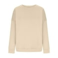 thumbnail image 4 of QUYUON Teacher Sweatshirts for Women Deals Soft Sweatshirts Women Polyester Long Sleeve Crew Neck Solid Blouse Tops Style S-1046 Lightweight Sweatshirt Ladies Oversized Fit Shirts Beige L, 4 of 8