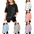 thumbnail image 2 of Girls Casual Short Sleeve T Shirt Cute Graphic Print Round Neck Comfortable Breathable Tee Tops Casual Preppy Back To School Clothes,Light Pink,10-11 Years, 2 of 5