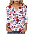 thumbnail image 5 of vigerkar 4th of July Shirts for Women Henley V Neck Button 3/4 Sleeve Tops Independence Day American Flag Patriotic T Shirts (Red, S), 5 of 8