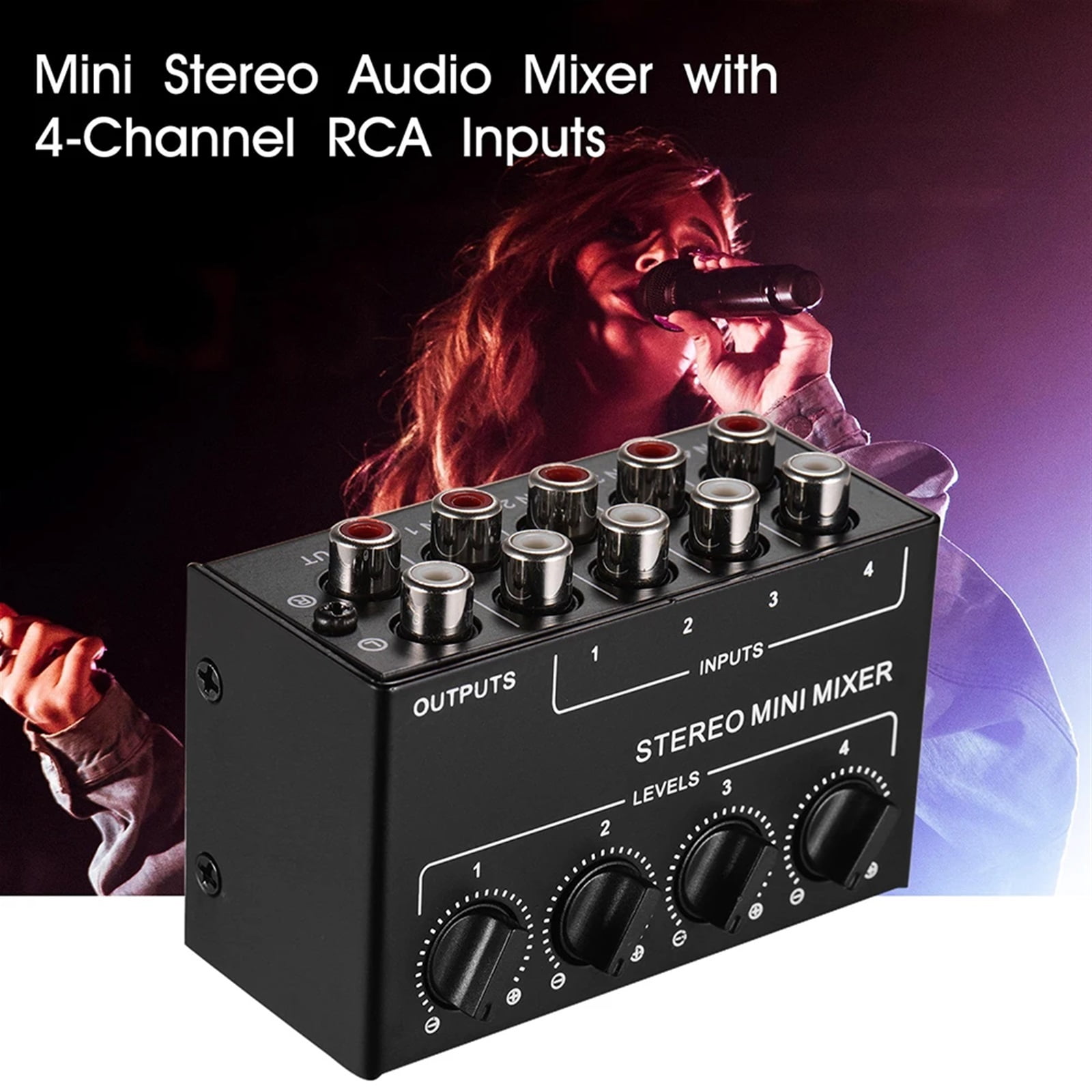 CX400 Mini Passive Stereo Mixer RCA 4-Channel Small Au-dio Mixer Stereo Dispenser for Live Studio DJ Equipment ,Easy to Operate