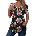 thumbnail image 4 of FOLUNSI Casual Floral Henley Shirt Knit - V-Neck Short Sleeve Blouse - M-4X, 4 of 6