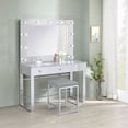 thumbnail image 5 of Umbridge Upholstered Square Padded Cushion Vanity Stool Light Grey and Chrome, 5 of 5