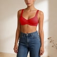 thumbnail image 3 of Women's Push up Bra with Underwire Solid Color Adjustable Straps Seamless Comfortable Bra Red 42E, 3 of 7