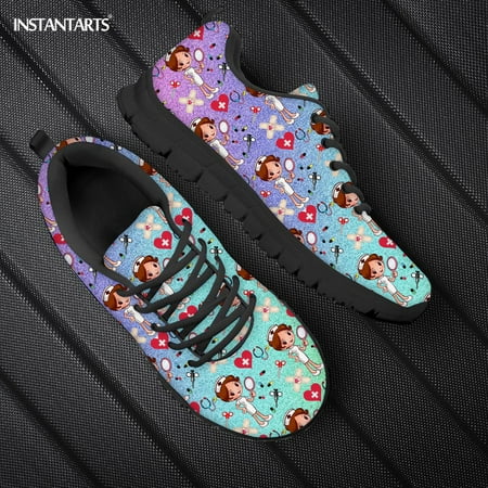 

Custom Nurse Pattern Luxury Sneakers Women Woman Flats Jogging Shoes Lace Up Waking Sneaker Breathable Cartoon Nursing Shoes