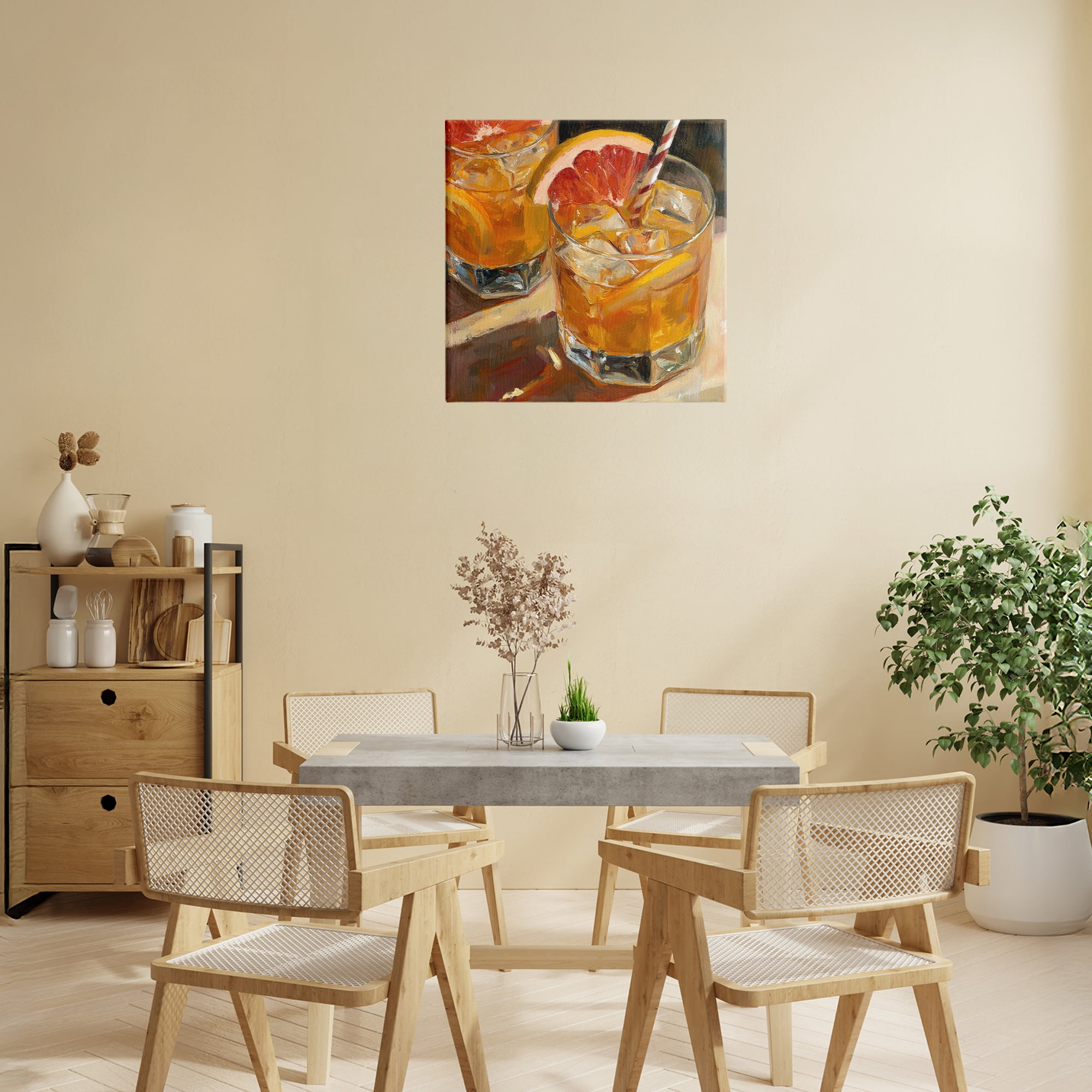 Stupell Industries Grapefruit Cocktail with Ice Cubes Canvas Wall Art, design by Petal Prints Design