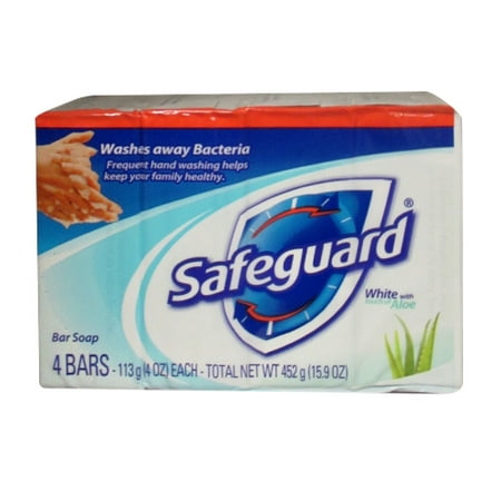 Safeguard Antibacterial Deodorant White Bar Soap With Aloe 4 Oz - 4