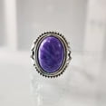 thumbnail image 2 of Natural Charoite Ring, Purple Charoite Ring, Natural Birthstone, Bohemian Band, 925 Sterling Silver, Womens Ring, Christmas, Thanksgiving, Handmade, Statement Jewelry, Natural Gemstone Ring, 2 of 6