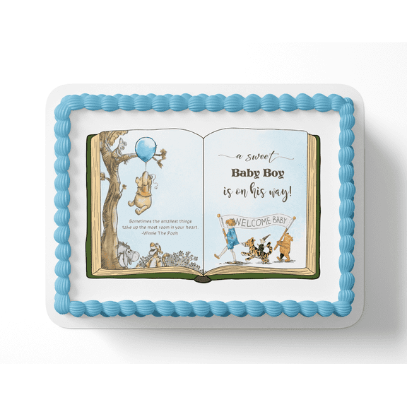 Pooh Bear cake topper edible image 1/2 SHEET cake Pooh bear baby shower