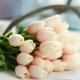 thumbnail image 5 of 30 piezas de flores artificiales de la serie Real Touch Fake Holland PU Tulip Ramo de tulipanes de látex blanco (transparente), 5 of 5