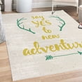 thumbnail image 1 of Adventure Decorative Rug, Calligraphic Words Antlers and Arrow on Grunge Dotted Backdrop, Quality Carpet for Bedroom Dorm and Living Room, 6 Sizes, Jade Green, by Ambesonne, 1 of 4
