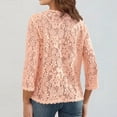 thumbnail image 4 of IMENGL Ladies' solid color lace knitted cardigan v neck, Orange 2XL, Size M-5XL, 4 of 4