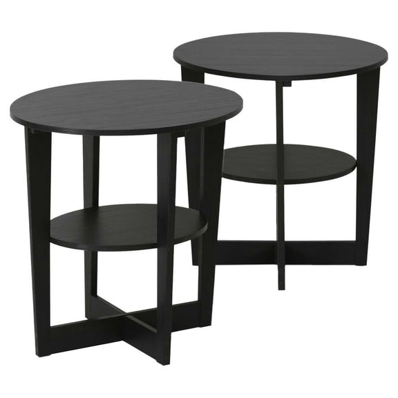 Furinno JAYA Oval End Table, Walnut, Set of 2