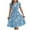 Light Blue, variant on Lolmot Dresses for Women, Womens Summer Elegant Printed Short Sleeve Waistband Large Hem Pleated Dress