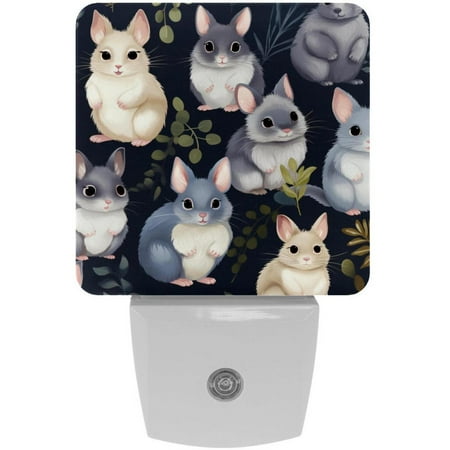 

Chinchilla LED Square Night Lights - Energy Efficient & Elegant Decorative Lighting for Your Home - Set of 2 Understated Square LED Nightlights