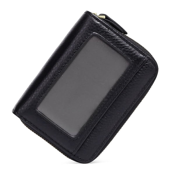 Small Leather Wallet for Women, Women's Double zippered purse, RFID Blocking Credit Card Holder Wallet, 11*8*4cm