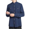 thumbnail image 2 of Xunlbb Fashionable Men's Solid Color Long Sleeve Stand-up Collar Blouse Shirt,Size M-3XL, 2 of 6