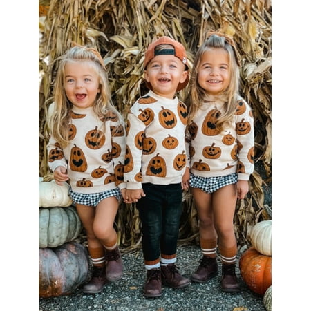 

Ma&Baby Baby Girl Boy Sweatshirts Halloween Outfit Pumpkin Pullover Knit Sweater 0-5 Years