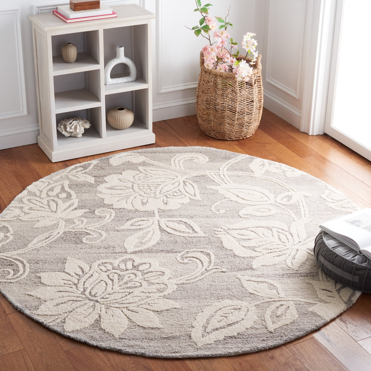 SAFAVIEH Jardin Isidor Floral Area Rug, Gray/Ivory, 6' x 9'
