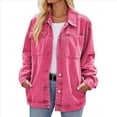 thumbnail image 1 of Chaqueta Vaquera de Larga con Botones y Bolsillos para Mujer Rosa M, 1 of 9