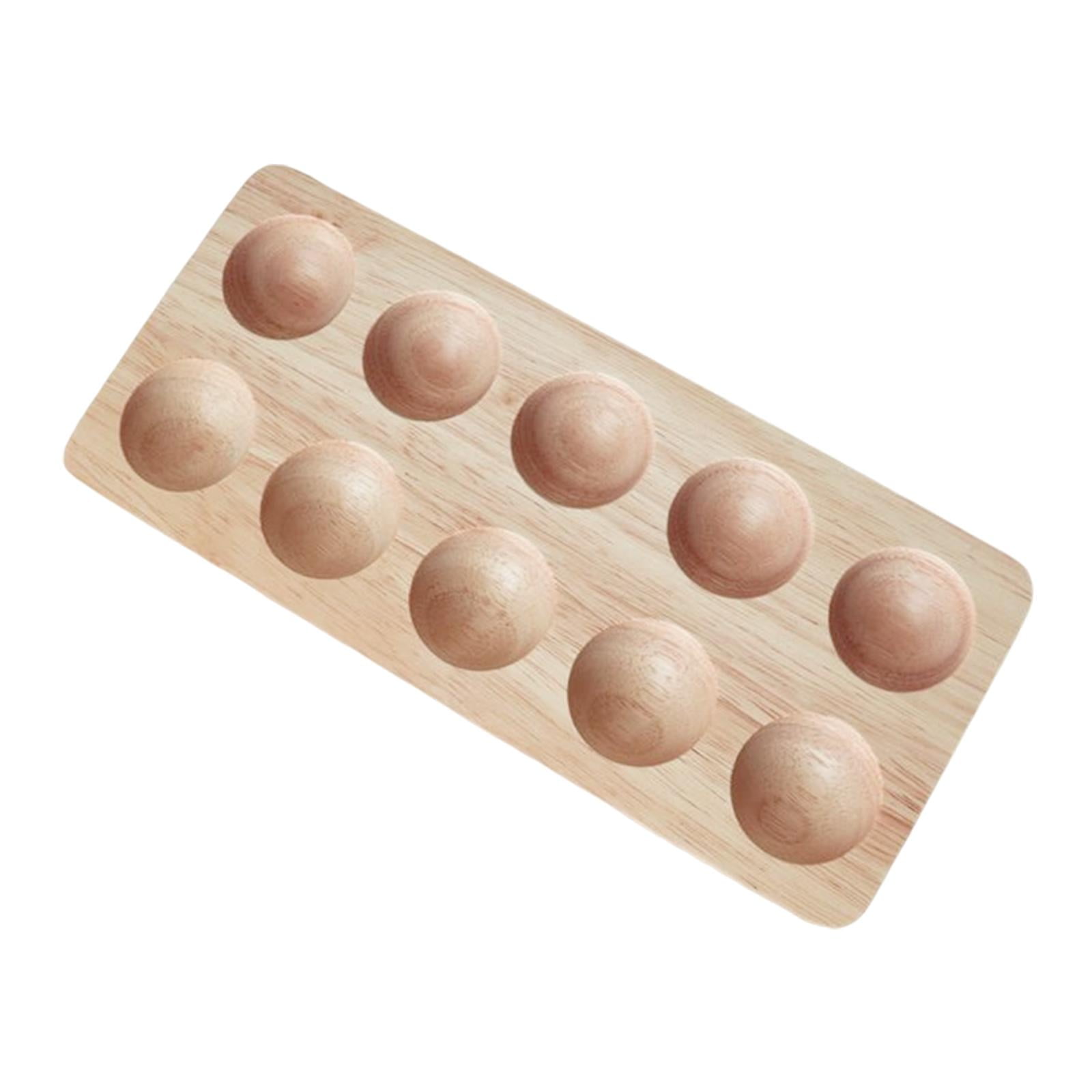 Wooden Egg Holder Double Row Sturdy Durable Portable Practical Storage Tray Container for Household Refrigerator Kitchen Countertop Tabletop 10 Slot