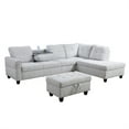 thumbnail image 3 of PonLiving Sectional Sofa, Living Room Couch with Storage Ottoman, Cup Holder, Right-Chaise, Light Gray, 3 of 19