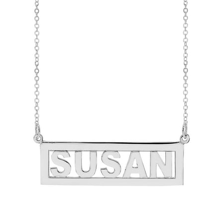 Personalized Block Name Necklace with 2mm Border