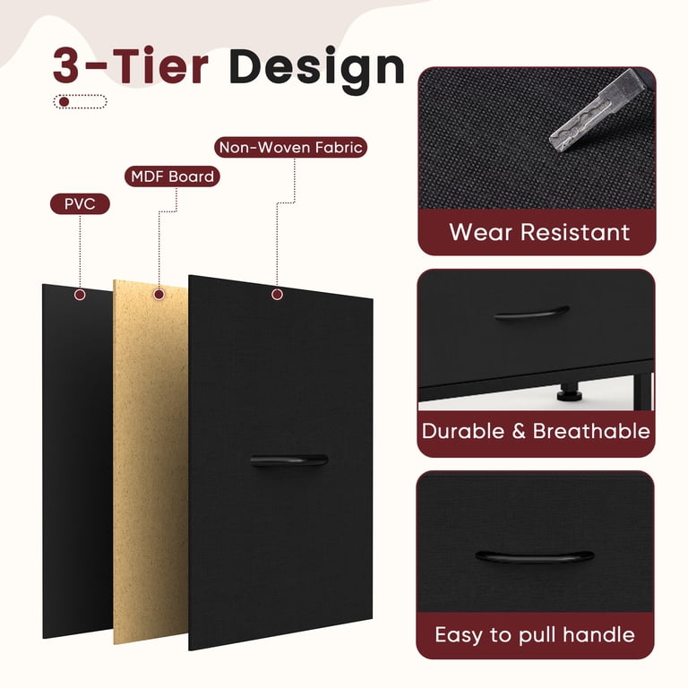 edx 8-Drawer Fabric Dresser with Power Outlets & LED Light